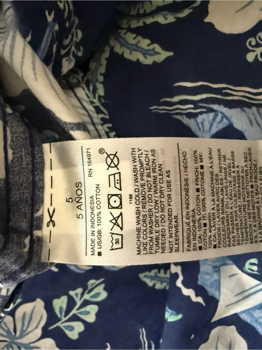 GAP Navy Blue Hawaiian Print Short-Sleeve Button-Down
